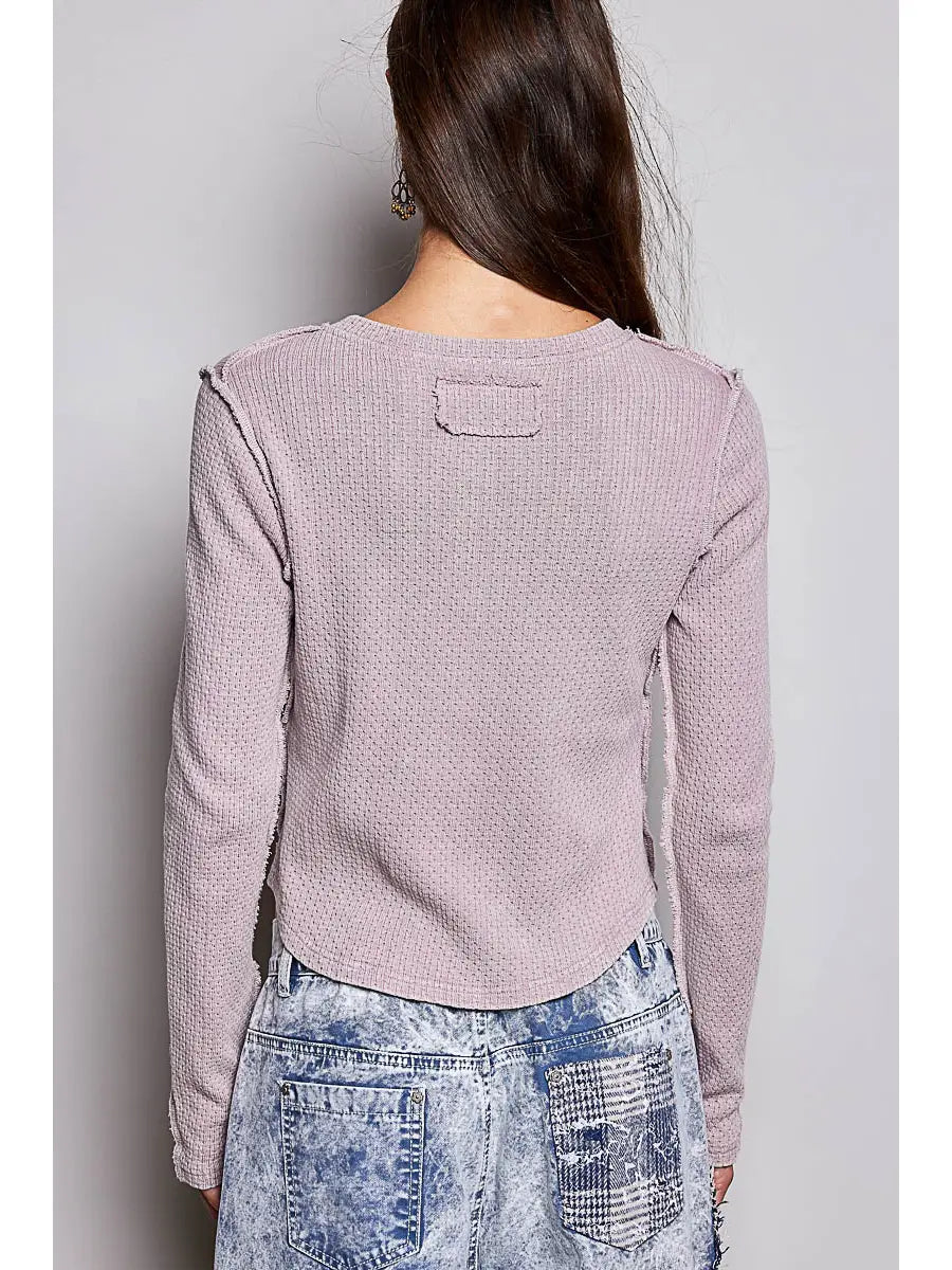 VINTAGE WASH HALF PLACKET TOP