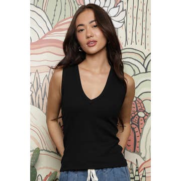 RIBBED RAW HEM TANK TOP