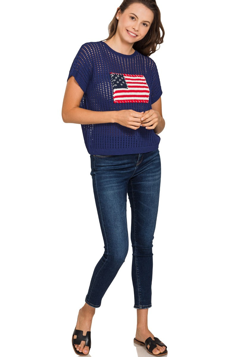NAVY SHORT SLEEVE TOP