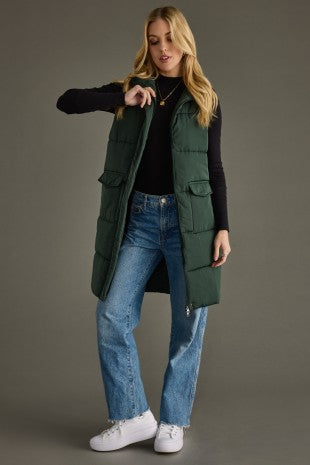 GREEN LONG VEST