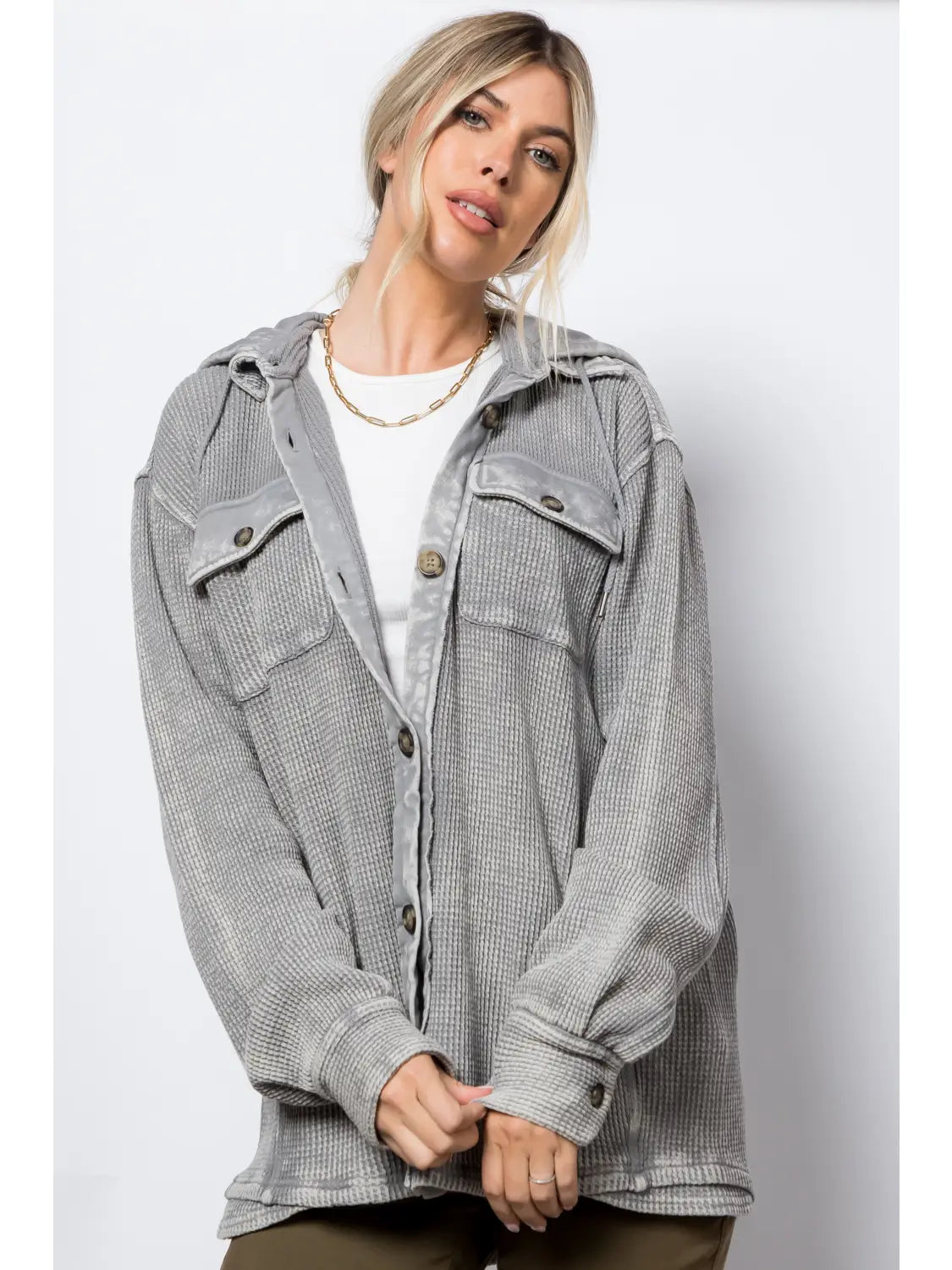 WAFFLE KNIT SHACKET