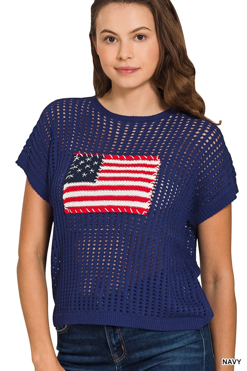 NAVY SHORT SLEEVE TOP