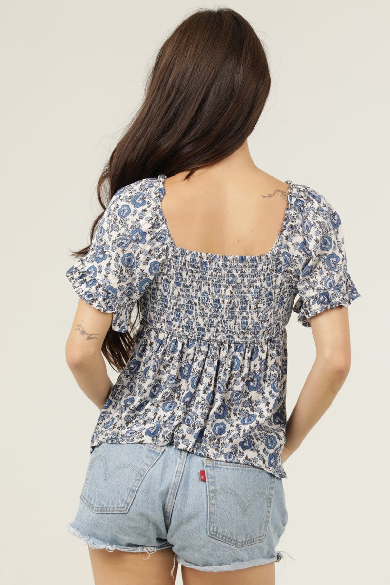 SOMETHING BLUE HANKY HEM BLOUSE