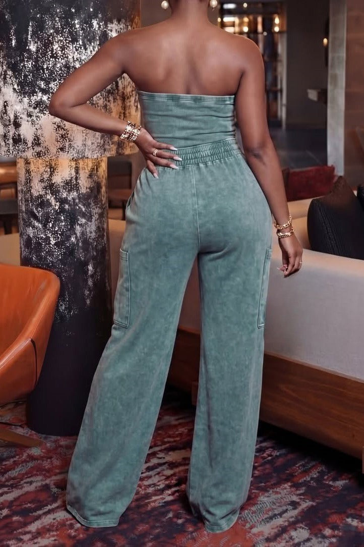 MINERAL WASH WIDE LEG JUMPSUIT