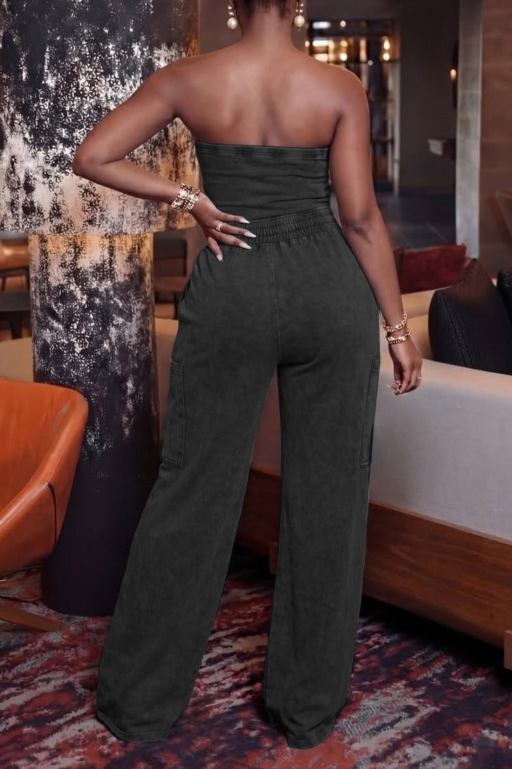 MINERAL WASH WIDE LEG JUMPSUIT