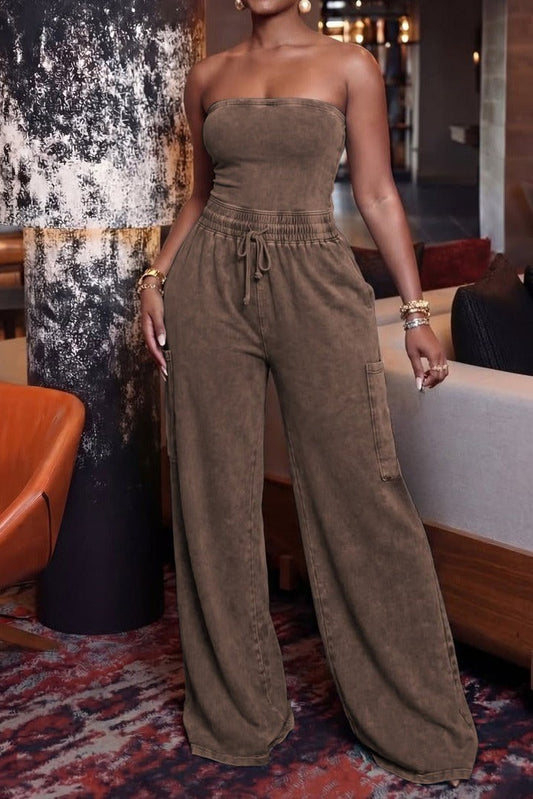 MINERAL WASH WIDE LEG JUMPSUIT