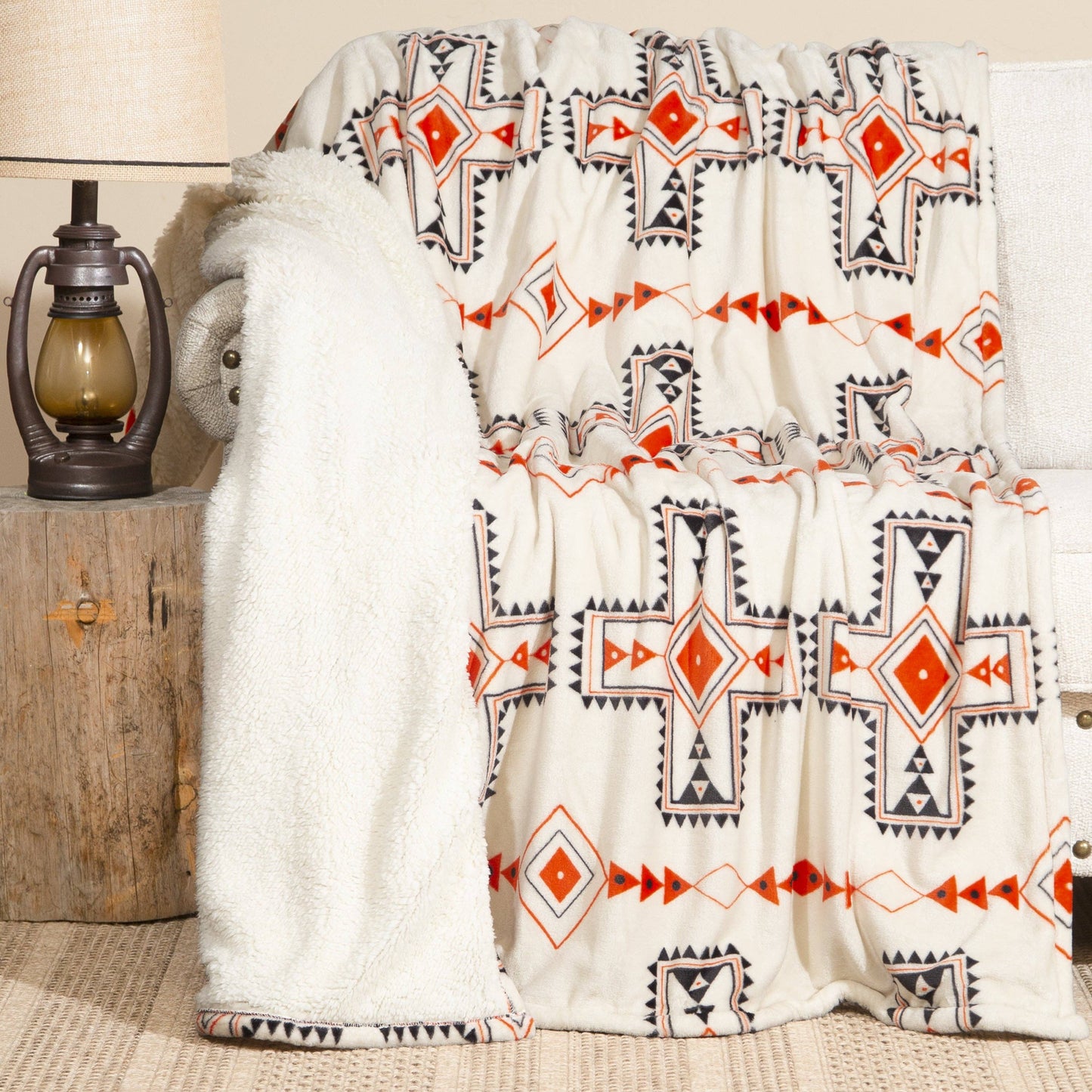 Wrangler Santa Fe Sun Plush Sherpa Throw Blanket