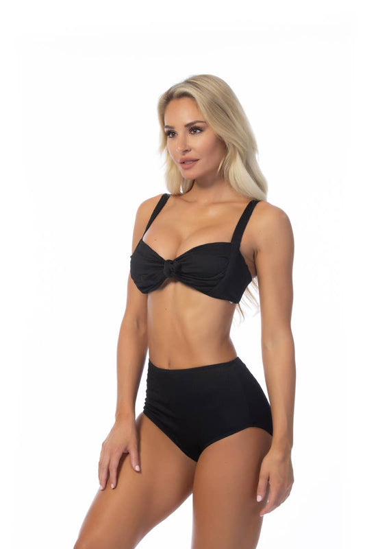 TEXTURED SOLID HIGH WAIST BIKINI SET