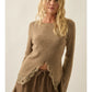 SPLIT FRONT LACE SWEATER