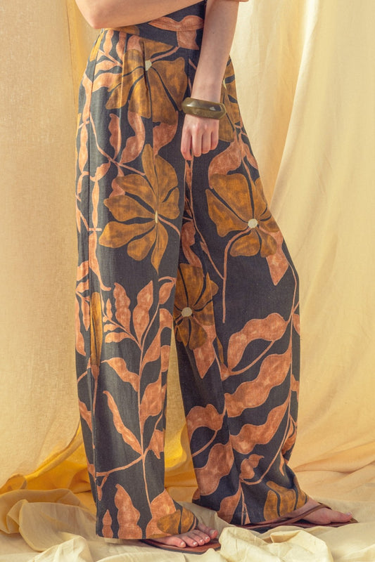 MULTI PRINT WIDE LEG PANTS