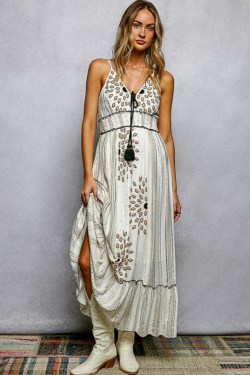 TASSEL RUFFLE MAXI DRESS