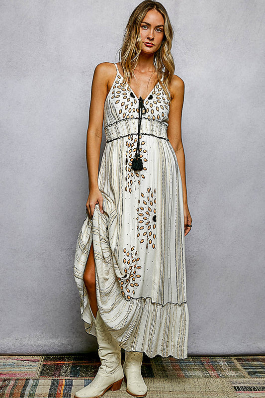 TASSEL RUFFLE MAXI DRESS