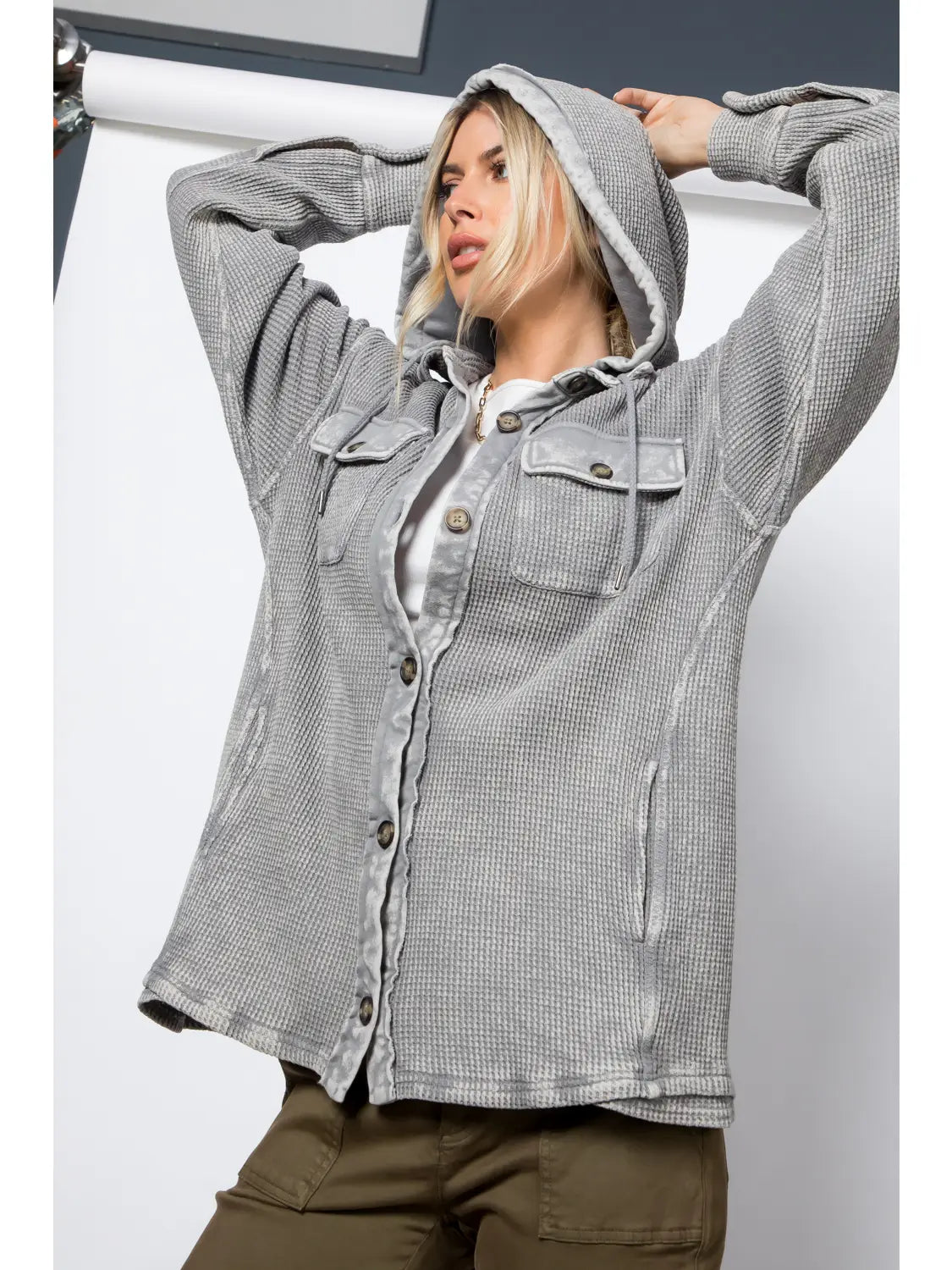WAFFLE KNIT SHACKET