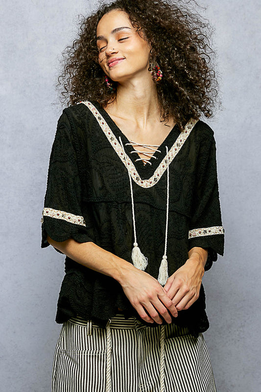 CAREFREE BEADED BLOUSE