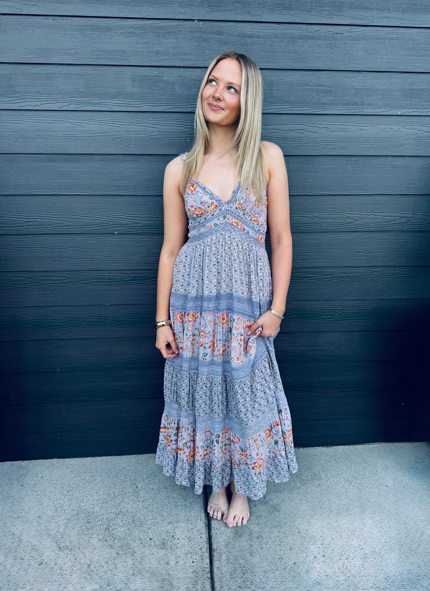 LONG LACE TRIM DRESS