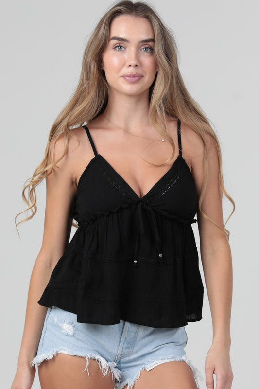 LACE TRIM TIERED TANK