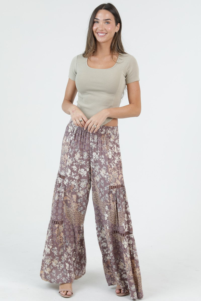 MAUVE LACE WIDE LEG