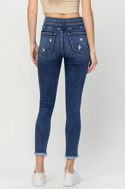 VERVET TRIPLE BUTTON HIGH RISE SKINNY