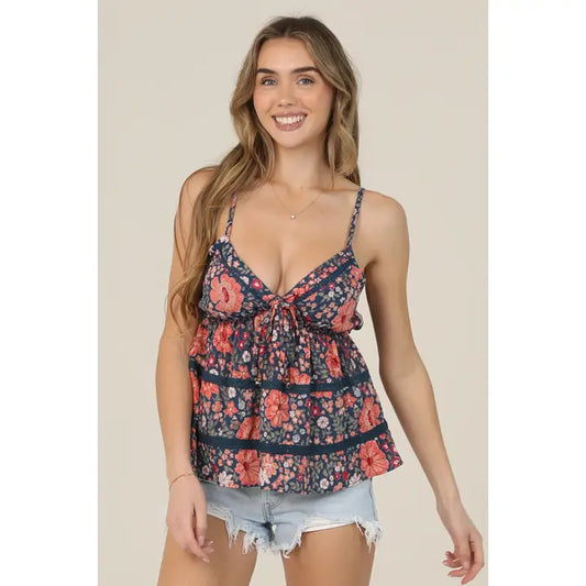 LACE TRIM FLORAL TANK