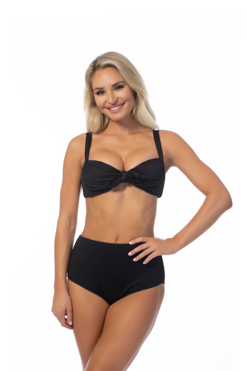 TEXTURED SOLID HIGH WAIST BIKINI SET