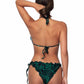 RUFFLED TRIM PRINTED TRIANGLE BIKINI SET