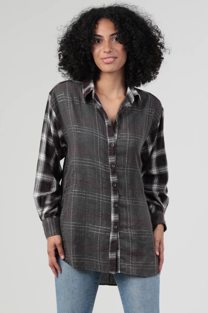 MIXED UP PLAID SHACKET